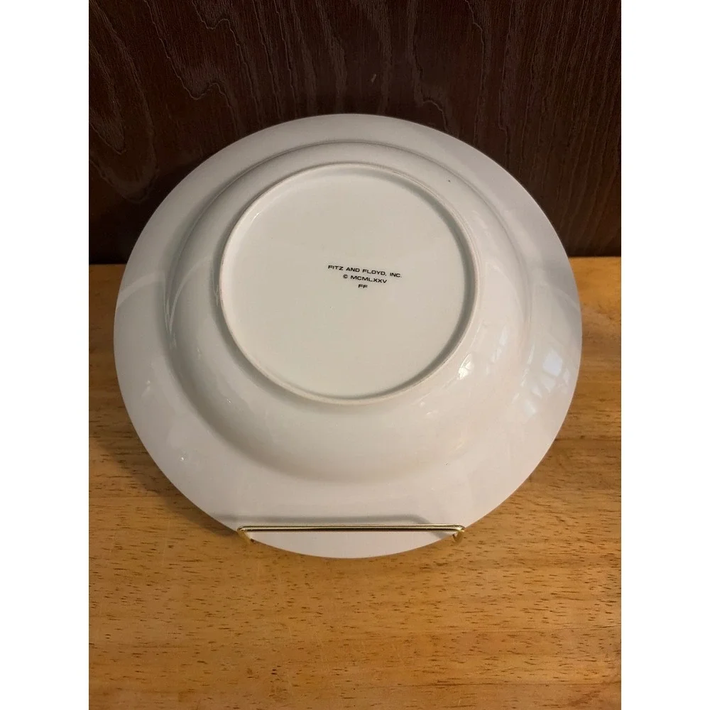 Fitz and Floyd Soup Bowl 9.25in Yellow Good Vintage 1975 MCM Pinstripe
